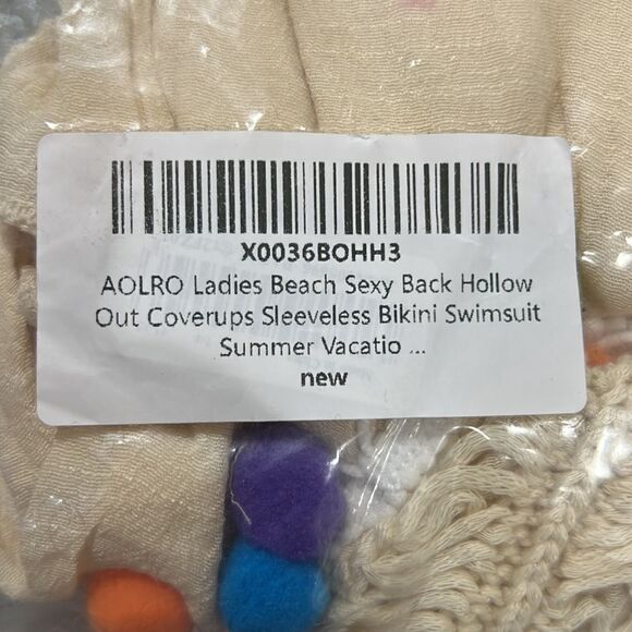 Aolro Ladies Beach Back Hollow Out Coverup in Beige NWT size small - Picture 8 of 10